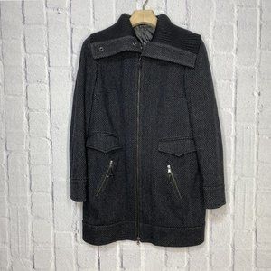 Sisley Wool Blend Jacket Women's Size 44 US Medium Full Zip‎ Snap Collar Italy